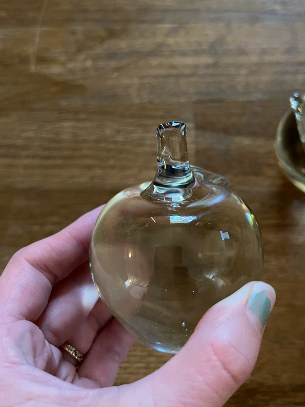 Glass Paper Weight Apple Heavy Vintage